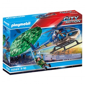 Caja Helicóptero de Policía: Persecución en Paracaídas - Playmobil 70569