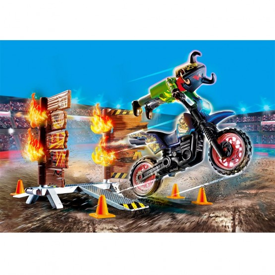 Foto Moto con Muro de Fuego - Playmobil 70553