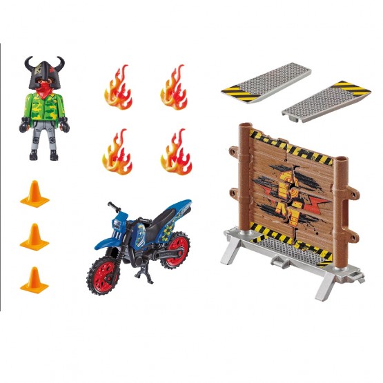 Contenido Moto con Muro de Fuego - Playmobil 70553