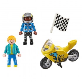Contenido Chicos con Moto de Carreras - Playmobil 70380