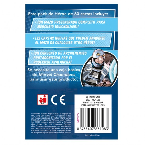 Marvel Champions - Quicksilver (Pack de Heroe) Contraportada